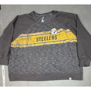 Pittsburgh Steelers Shirt Womens 4X Gray Lightweight Baggy Loose Football